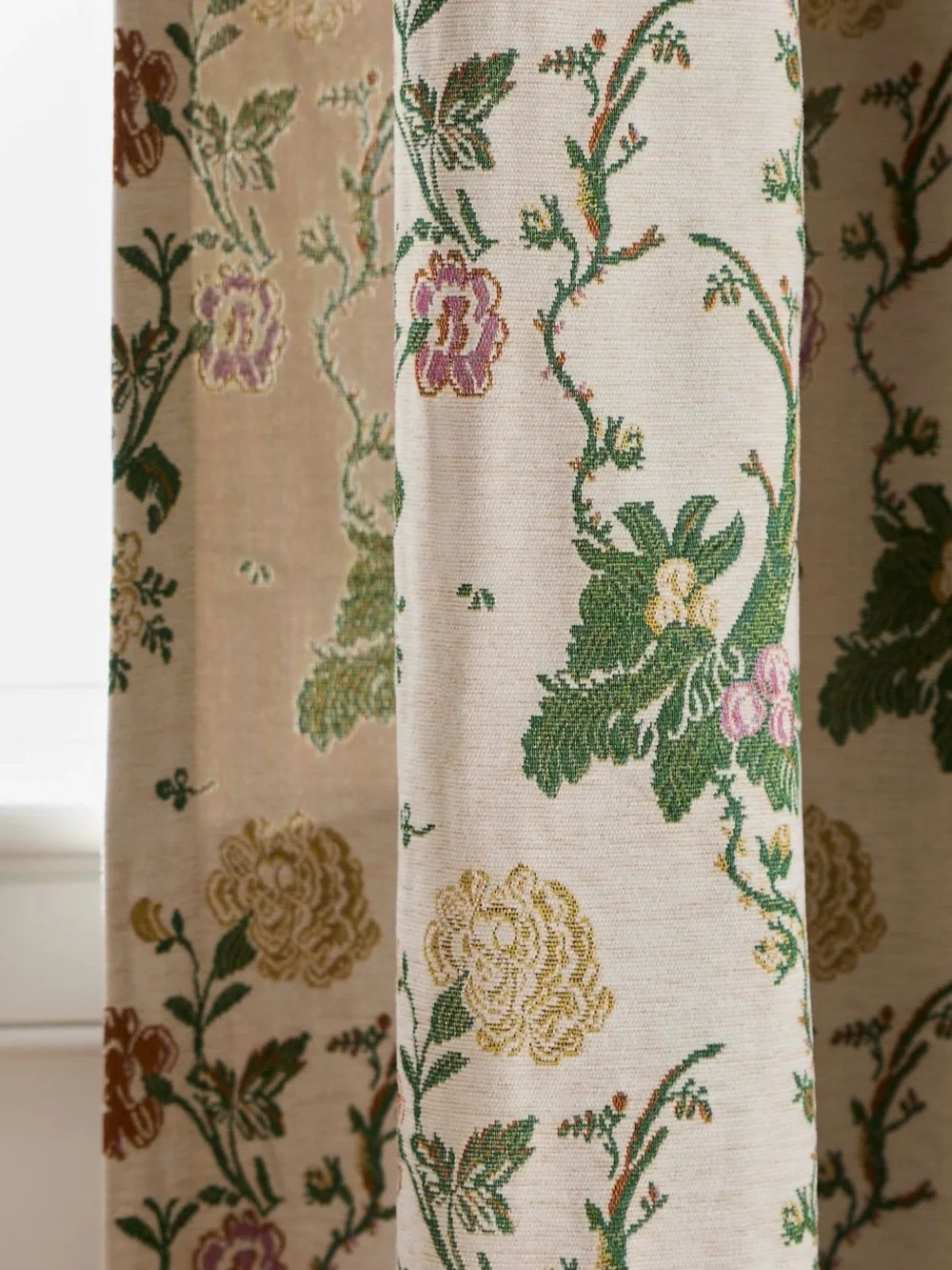 Anthropologie Jensine Floral Woven Jacquard Curtains, Set of 2 Panels, 50x84